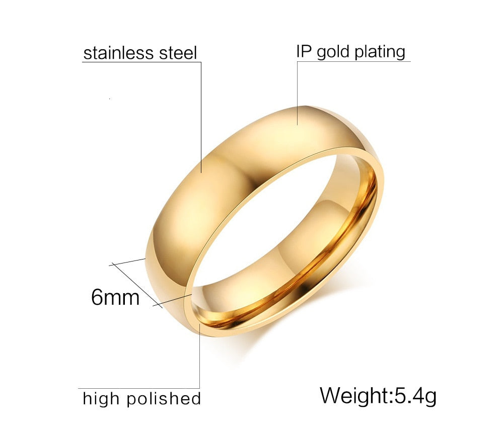 Classic Wedding Ring for Men Women Stainless Steel Jewelry 6mm And 8mm Width The Clothing Company Sydney