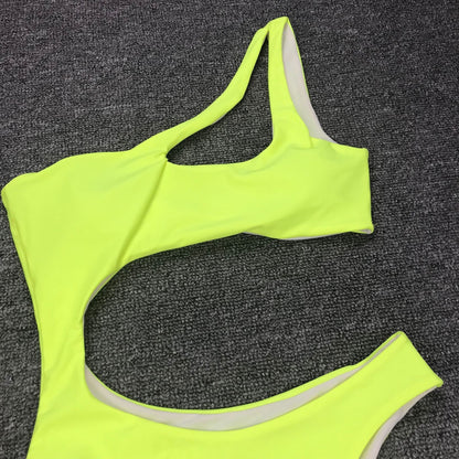 Solid One Piece Beachwear Leopard Print Bikini Set Single Shoulder Swimwear Midriff Swimsuit The Clothing Company Sydney