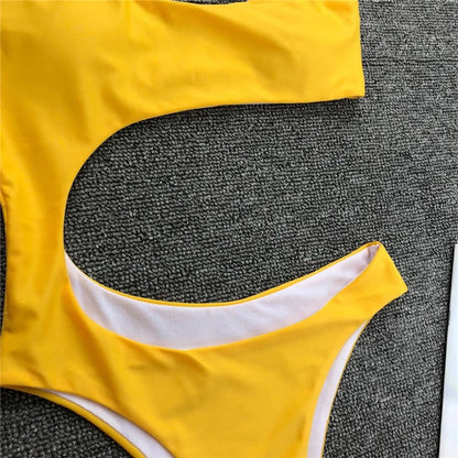 Solid One Piece Beachwear Leopard Print Bikini Set Single Shoulder Swimwear Midriff Swimsuit The Clothing Company Sydney