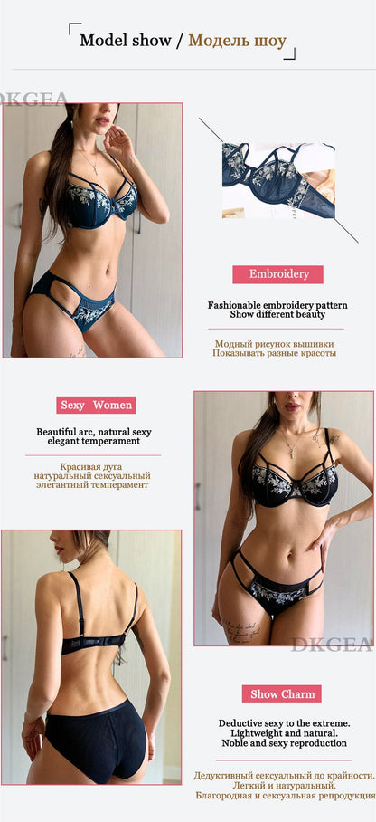 Black Sexy Bra Set Ultrathin Brassiere Transparent Underwear Set Lace Hollow Bras Plus Size B C D Cup Women Lingerie Embroidery The Clothing Company Sydney
