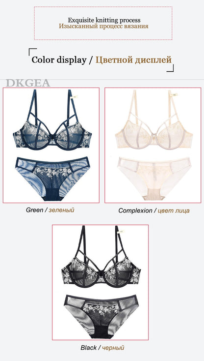 Black Sexy Bra Set Ultrathin Brassiere Transparent Underwear Set Lace Hollow Bras Plus Size B C D Cup Women Lingerie Embroidery The Clothing Company Sydney