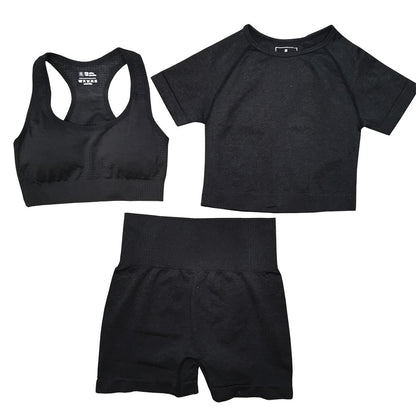 3 Piece Ladies Seamless Vital Yoga Workout Sport Pants Bra Gym Short Crop Top High Waist Running Leggings Sports Set The Clothing Company Sydney