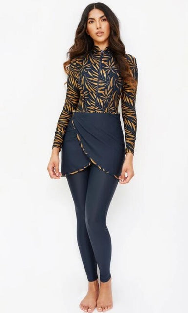 3 Piece Modest Patchwork Long Sleeves Sport Swimsuit Full BodySwimWear Bathing Suit The Clothing Company Sydney