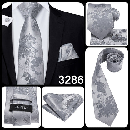 3 Piece 8.5cm Silk Men Floral Red Blue Neckties Classic Party Wedding Pocket Square Cufflinks Luxury Tie Set The Clothing Company Sydney