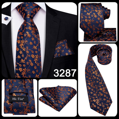 3 Piece 8.5cm Silk Men Floral Red Blue Neckties Classic Party Wedding Pocket Square Cufflinks Luxury Tie Set The Clothing Company Sydney