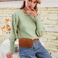 Elegant fur pompon sweater Autumn winter lantern sleeve knitted sweater Streetwear ladies green pullover Jumper The Clothing Company Sydney