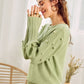 Elegant fur pompon sweater Autumn winter lantern sleeve knitted sweater Streetwear ladies green pullover Jumper The Clothing Company Sydney
