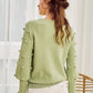 Elegant fur pompon sweater Autumn winter lantern sleeve knitted sweater Streetwear ladies green pullover Jumper The Clothing Company Sydney