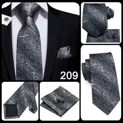 3 Piece 8.5cm Business Black Solid Paisley 100% Silk Men's Tie Neck Strip Tie Formal Luxury Wedding Neckties Set The Clothing Company Sydney