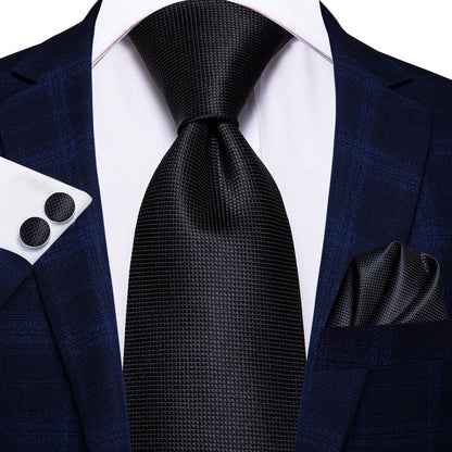 3 Piece 8.5cm Business Black Solid Paisley 100% Silk Men's Tie Neck Strip Tie Formal Luxury Wedding Neckties Set The Clothing Company Sydney