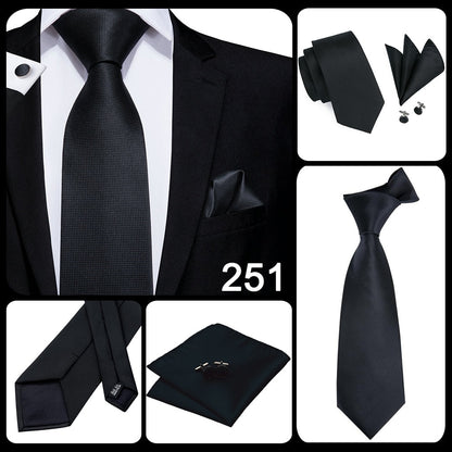 3 Piece 8.5cm Business Black Solid Paisley 100% Silk Men's Tie Neck Strip Tie Formal Luxury Wedding Neckties Set The Clothing Company Sydney