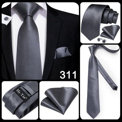 3 Piece 8.5cm Business Black Solid Paisley 100% Silk Men's Tie Neck Strip Tie Formal Luxury Wedding Neckties Set The Clothing Company Sydney