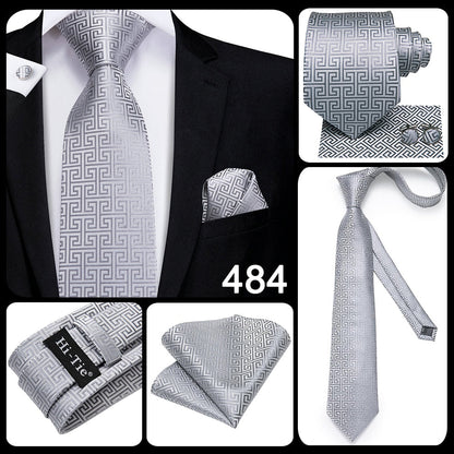 3 Piece 8.5cm Business Black Solid Paisley 100% Silk Men's Tie Neck Strip Tie Formal Luxury Wedding Neckties Set The Clothing Company Sydney