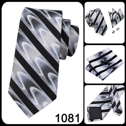 3 Piece 8.5cm Business Black Solid Paisley 100% Silk Men's Tie Neck Strip Tie Formal Luxury Wedding Neckties Set The Clothing Company Sydney