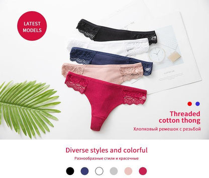 3 Pack Women's Cotton G-String Thong Panties String Briefs Sexy Lingerie Intimate Letter Low-Rise Underwear The Clothing Company Sydney