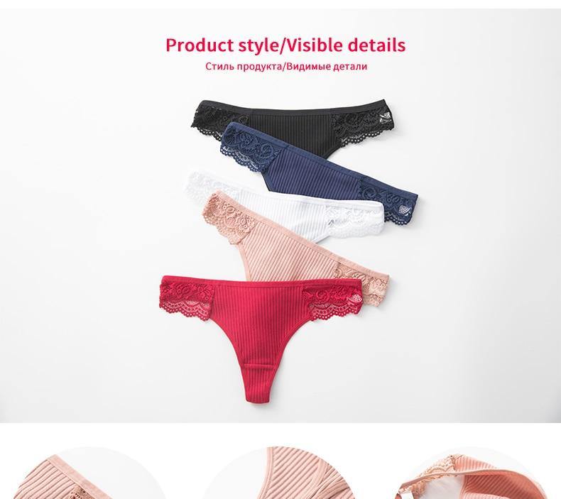 3 Pack Women's Cotton G-String Thong Panties String Briefs Sexy Lingerie Intimate Letter Low-Rise Underwear The Clothing Company Sydney