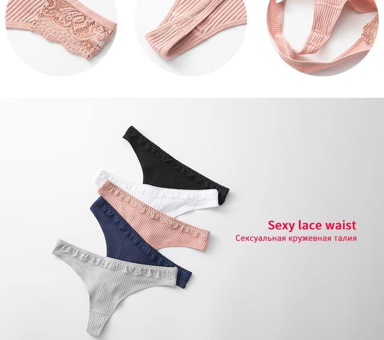 3 Pack Women's Cotton G-String Thong Panties String Briefs Sexy Lingerie Intimate Letter Low-Rise Underwear The Clothing Company Sydney