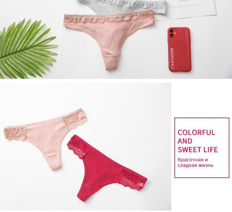 3 Pack Women's Cotton G-String Thong Panties String Briefs Sexy Lingerie Intimate Letter Low-Rise Underwear The Clothing Company Sydney