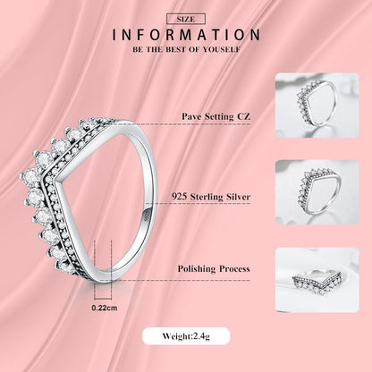 Fashion 925 Sterling Zircon Crown Finger Classic Stackable Silver Jewellery Ring The Clothing Company Sydney