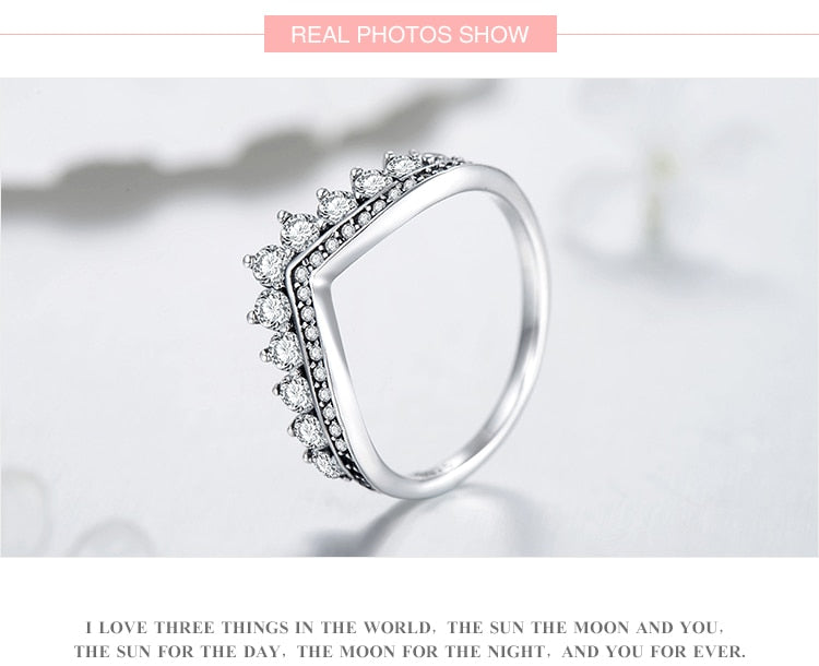 Fashion 925 Sterling Zircon Crown Finger Classic Stackable Silver Jewellery Ring The Clothing Company Sydney