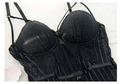 Bustier With Cup Girdle With Straps Transparent Underwear Tops Lingerie Corsets with G-String Set The Clothing Company Sydney