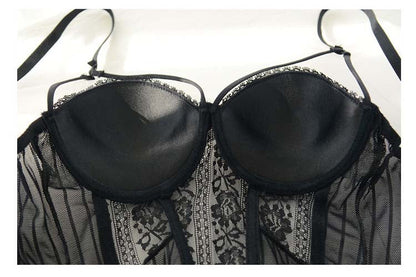 Bustier With Cup Girdle With Straps Transparent Underwear Tops Lingerie Corsets with G-String Set The Clothing Company Sydney