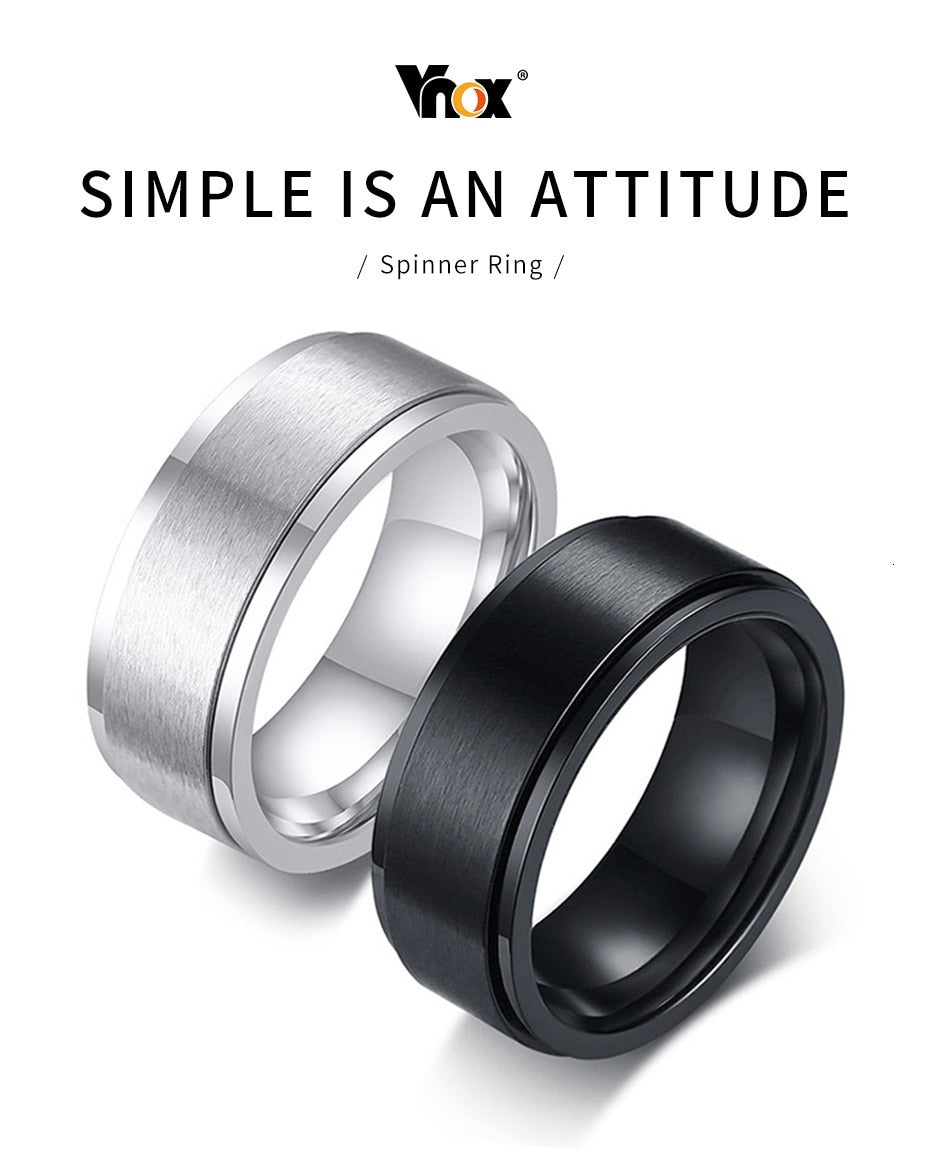 6/8mm Spinner Ring Men Ladies Stress Release Accessory Classic Stainless Steel Wedding Band Casual Sport Jewellery The Clothing Company Sydney