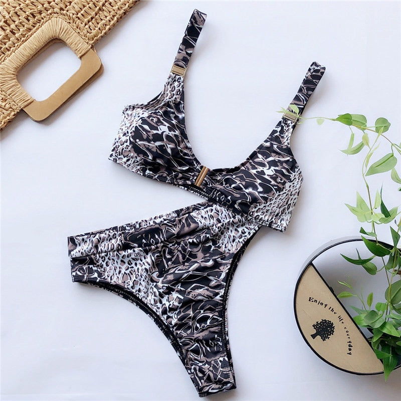 2 Piece High Waist Swimsuit Swimwear One Shoulder Thong Brazilian Bikini set The Clothing Company Sydney