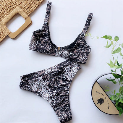 2 Piece High Waist Swimsuit Swimwear One Shoulder Thong Brazilian Bikini set The Clothing Company Sydney