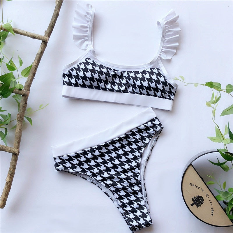 2 Piece High Waist Swimsuit Swimwear One Shoulder Thong Brazilian Bikini set The Clothing Company Sydney