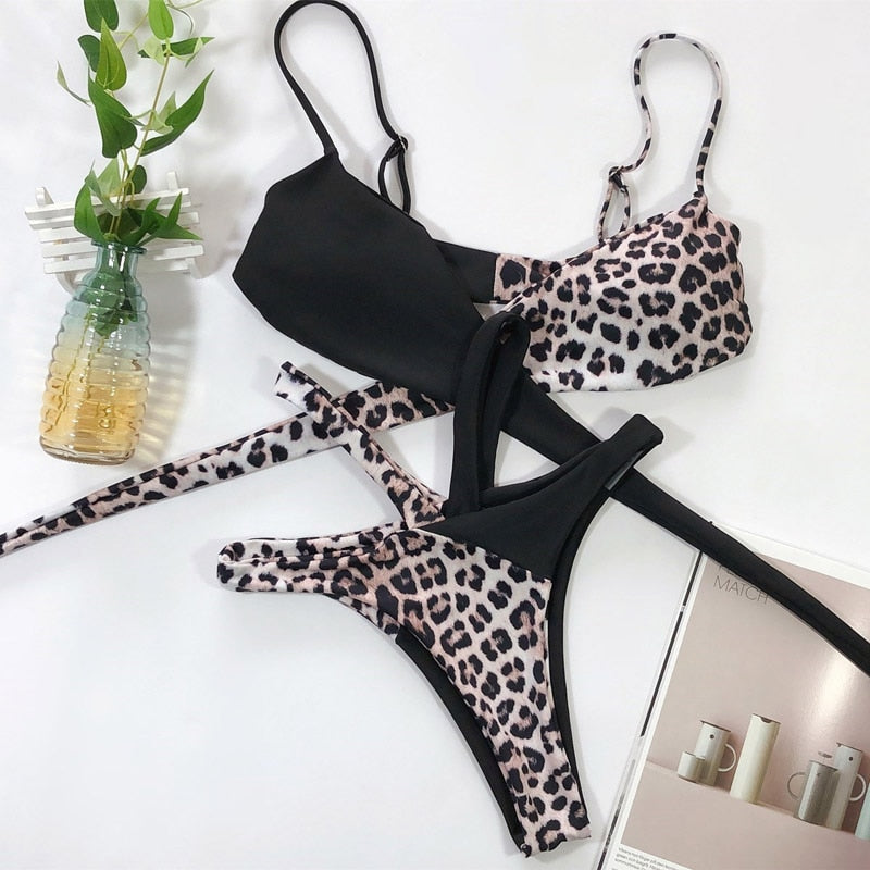 2 Piece High Waist Swimsuit Swimwear One Shoulder Thong Brazilian Bikini set The Clothing Company Sydney
