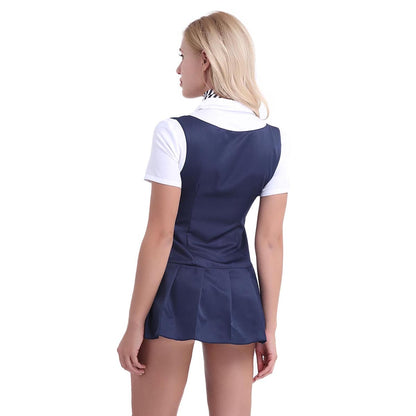 Adult Halloween Party Cosplay Schoolgirl Student Costumes Uniform Female Short Sleeve Fancy Shirt Dress with Necktie The Clothing Company Sydney