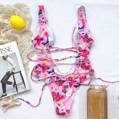 Snake Print Swimsuit One Piece Swimwear Leopard Bathing Suit Woman Bandage Swimming Wear Monokini The Clothing Company Sydney