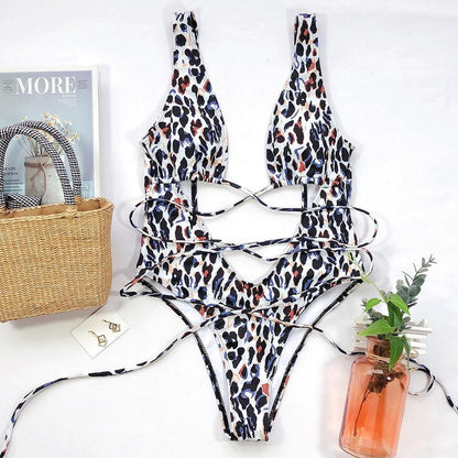 Snake Print Swimsuit One Piece Swimwear Leopard Bathing Suit Woman Bandage Swimming Wear Monokini The Clothing Company Sydney