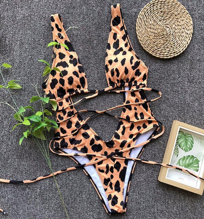 Snake Print Swimsuit One Piece Swimwear Leopard Bathing Suit Woman Bandage Swimming Wear Monokini The Clothing Company Sydney