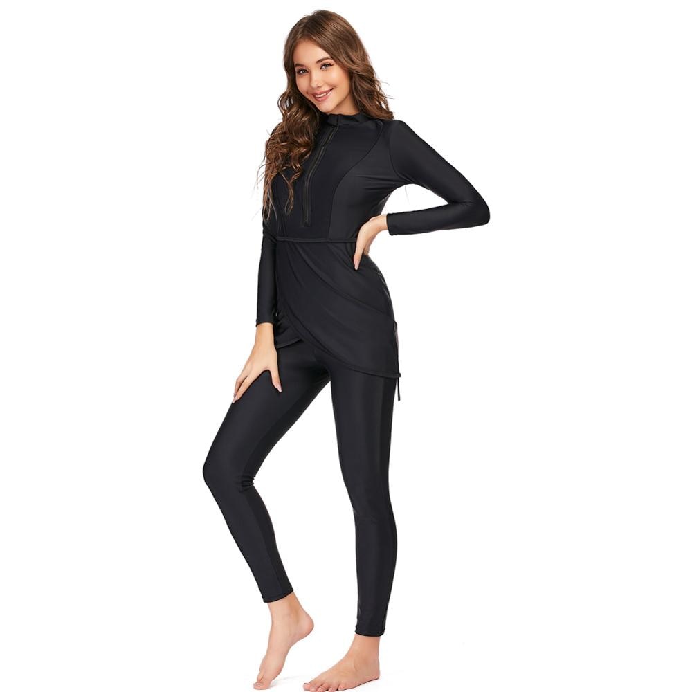 2 Piece Long sleeve solid black Swimwear Womens  Full Body Swimsuit The Clothing Company Sydney