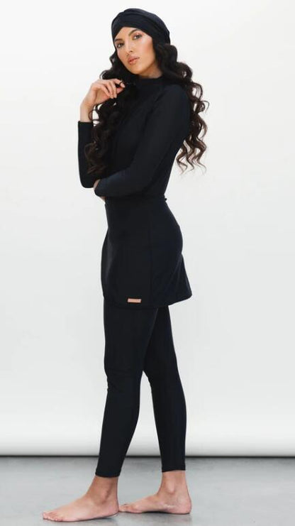 2 Piece Long sleeve solid black Swimwear Full Body Swimsuit The Clothing Company Sydney