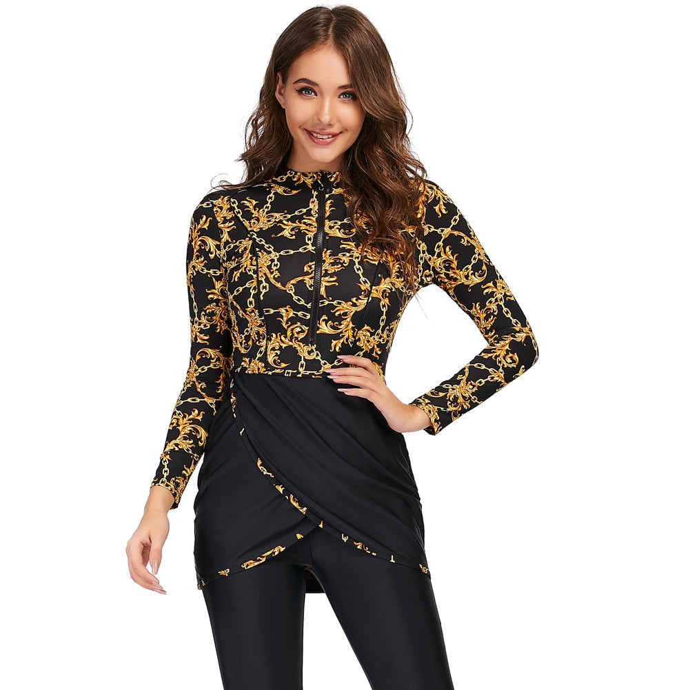 2 Piece Long sleeve solid black Swimwear Womens  Full Body Swimsuit The Clothing Company Sydney