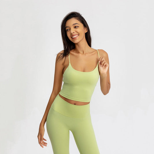 Buttery Soft Yoga Athletic Tank Top Spaghetti Straps Gym Fitness Crop Top Anti-sweat Push Up Workout Sports Bras The Clothing Company Sydney