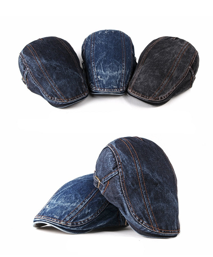 Casual Spring Summer Berets Hat Men Women Denim Newsboy Ivy Cotton Cap Duckbill Ivy Flat Cap The Clothing Company Sydney