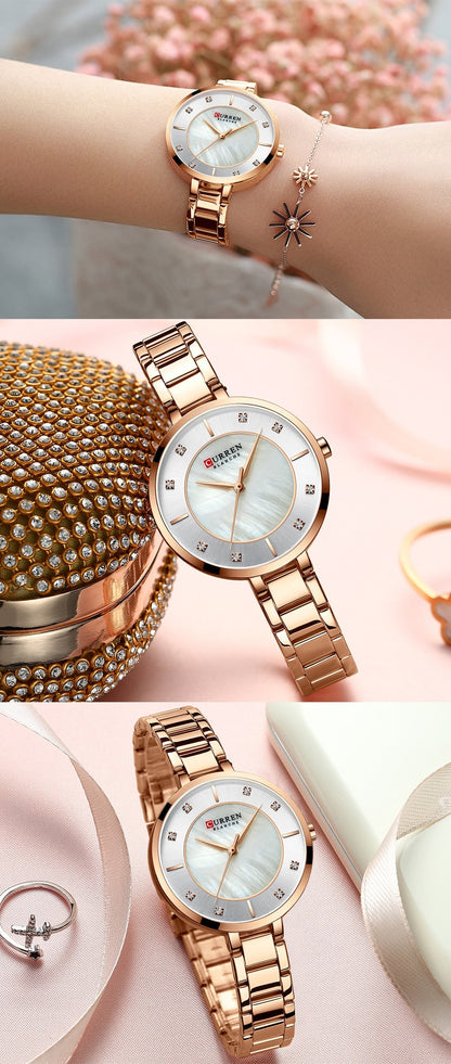 Ladies Fashion Luxury Rhinestone Dial Quartz Clock Water Resistant Stainless Steel Band Wristwatch Watch The Clothing Company Sydney