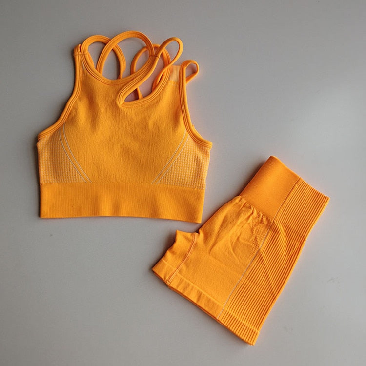 2 Piece Seamless Sports Bras Fitness Shorts Yoga Set Gym Breathable Stretch Sports Suit Running Training Wear The Clothing Company Sydney