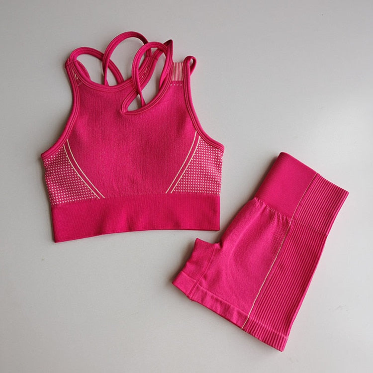 2 Piece Seamless Sports Bras Fitness Shorts Yoga Set Gym Breathable Stretch Sports Suit Running Training Wear The Clothing Company Sydney