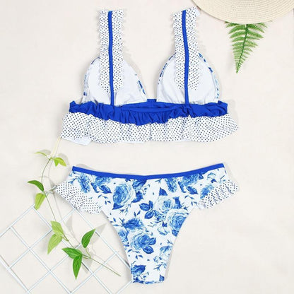 Deep V Neck Bikini Floral Print Swimsuit Bow Swimwear Lace Up Bikini Set The Clothing Company Sydney