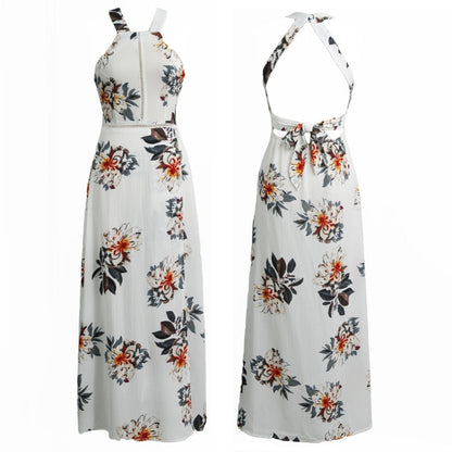 Bohemian Floral Print Summer Off Shoulder Women Beach Long Dress Backless Sexy Split Party Maxi Dresses The Clothing Company Sydney