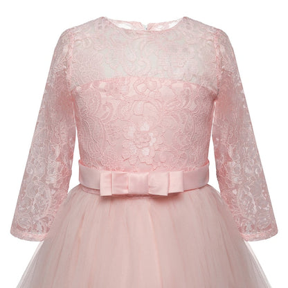 Elegant Princess Lace Dress Kids Flower Embroidery Girls Vintage Children Dresses for Christmas Party Red Ball Gown The Clothing Company Sydney