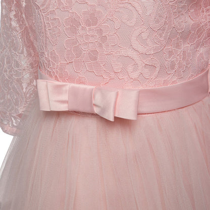Elegant Princess Lace Dress Kids Flower Embroidery Girls Vintage Children Dresses for Christmas Party Red Ball Gown The Clothing Company Sydney