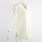 V Neck Sleeveless Sweater Vest Knitted Jumper Autumn Winter Split White Pullover Loose Over size Top The Clothing Company Sydney