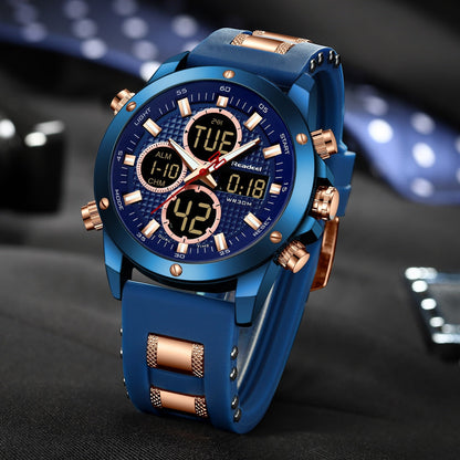 Brand Luxury Men's Chronograph Gold Quatz Digital Led Sport Watch Waterproof Wristwatch The Clothing Company Sydney