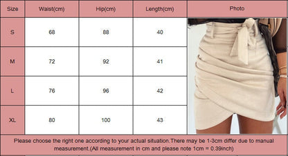 Casual Solid Suede Bodycon Pencil Ladies Party Cocktail Lace-Up High Waist Sashes Mini Streetwear Skirt The Clothing Company Sydney